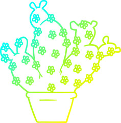 cold gradient line drawing cartoon potted cactus
