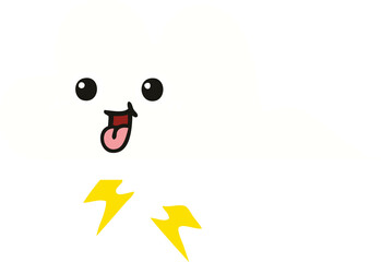 flat color retro cartoon storm cloud