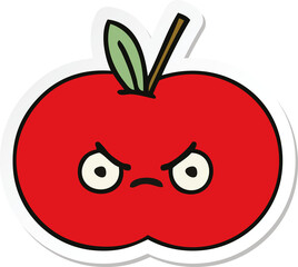 sticker of a cute cartoon red apple