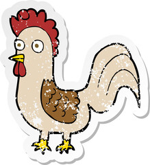 retro distressed sticker of a cartoon rooster