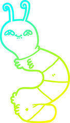 cold gradient line drawing cartoon happy caterpillar
