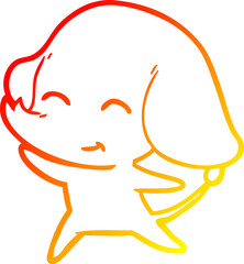 warm gradient line drawing cute cartoon elephant