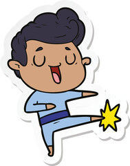 sticker of a happy cartoon man