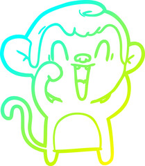 cold gradient line drawing cartoon laughing monkey
