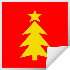 Fototapeta premium square peeling sticker cartoon christmas tree