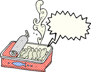 comic book speech bubble cartoon can of sardines