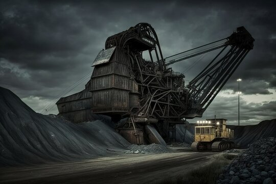 illustration, active coal mine, generative ai