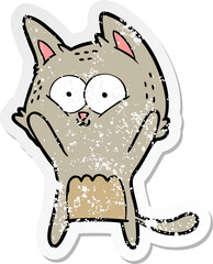 distressed sticker of a cartoon cat
