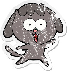 distressed sticker of a cute cartoon dog