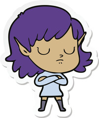 sticker of a cartoon elf girl