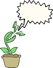 speech bubble cartoon venus fly trap © lineartestpilot