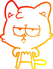 Obraz premium warm gradient line drawing bored cartoon cat