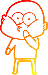 Obraz premium warm gradient line drawing cartoon bald man staring