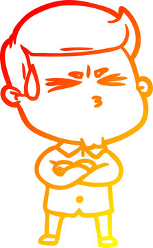 recommend clip art: warm gradient line drawing cartoon man sweating