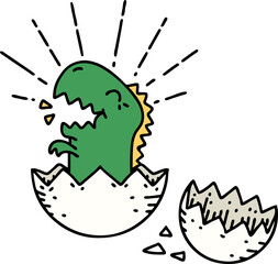 traditional tattoo style hatching dinosaur