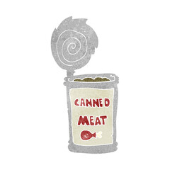 retro cartoon canned meat
