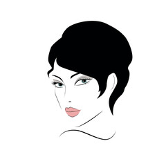 Woman with a black short hair