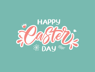 Easter vintage sign. Happy Easter hand drawn lettering. Modern minimal style text. Horizontal poster, greeting card, header for website. 
