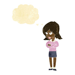 cartoon angry woman with thought bubble
