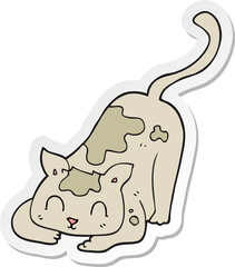 sticker of a cartoon cat playing