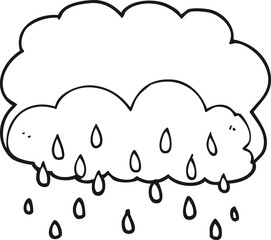 black and white cartoon thundercloud