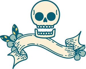 tattoo with banner of a skull
