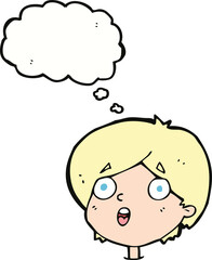 cartoon amazed expression with thought bubble
