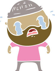 flat color style cartoon bearded man crying