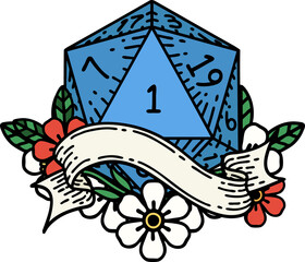 natural one d20 dice roll illustration