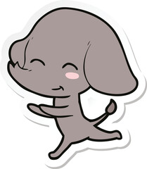 sticker of a cute cartoon elephant running