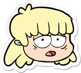 sticker of a cartoon female face