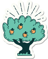 sticker of tattoo style apple tree
