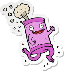 sticker of a cartoon crazy soda can