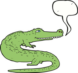 cartoon crocodile with speech bubble
