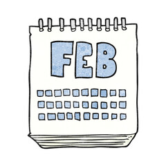 textured cartoon calendar showing month of february