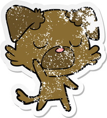 distressed sticker of a cartoon dog