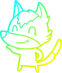cold gradient line drawing friendly cartoon wolf