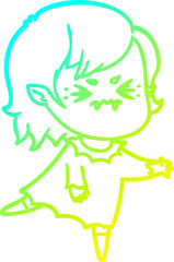 cold gradient line drawing annoyed cartoon vampire girl