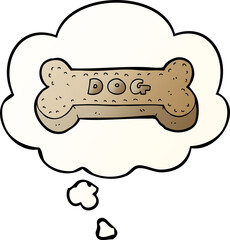 cartoon dog biscuit and thought bubble in smooth gradient style