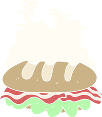 flat color illustration of a cartoon huge sandwich