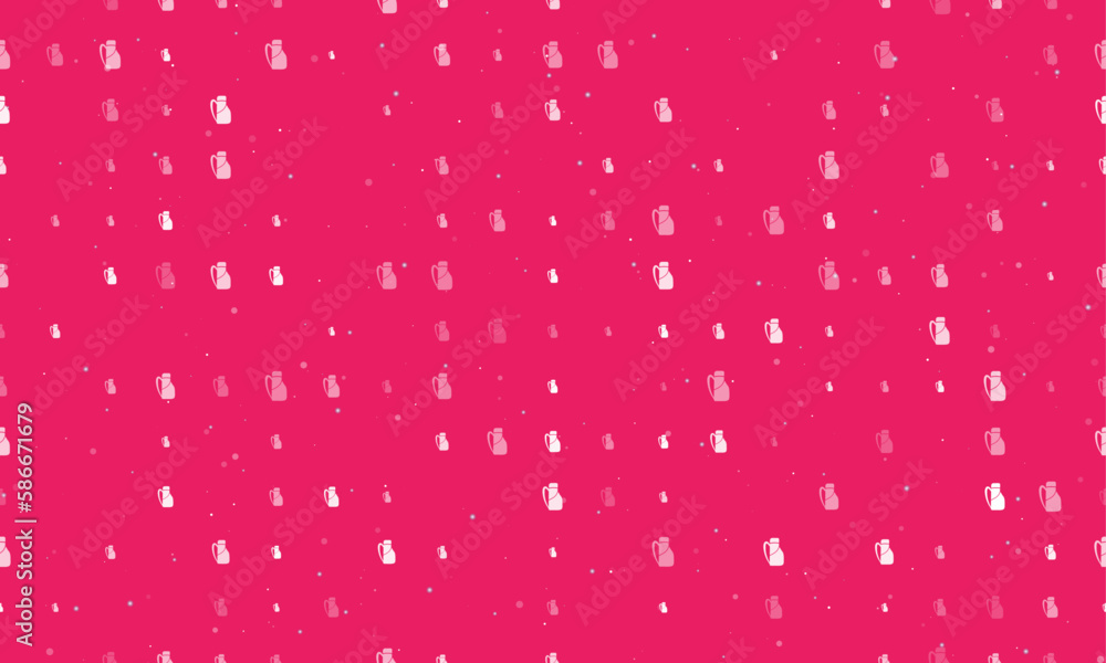 Poster seamless background pattern of evenly spaced white travel backpack symbols of different sizes and op