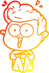 Obraz premium warm gradient line drawing cartoon man