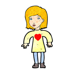 cartoon woman wearing heart shirt
