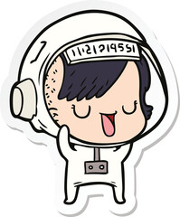 Obraz premium sticker of a cartoon astronaut woman