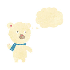 cartoon cute polar bear with thought bubble
