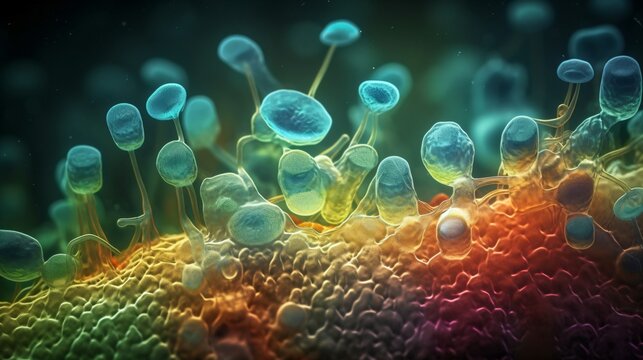 microscopic view of yeast candida auris, generative ai