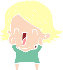 flat color style cartoon happy woman