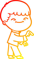 warm gradient line drawing cartoon happy boy