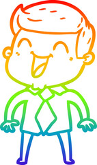 rainbow gradient line drawing cartoon man laughing