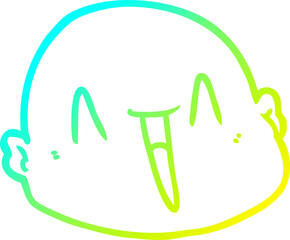 cold gradient line drawing cartoon bald man